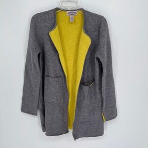 Oliver by Escio Women's Gray Reversible Wool Angora Open Front Cardigan Size M